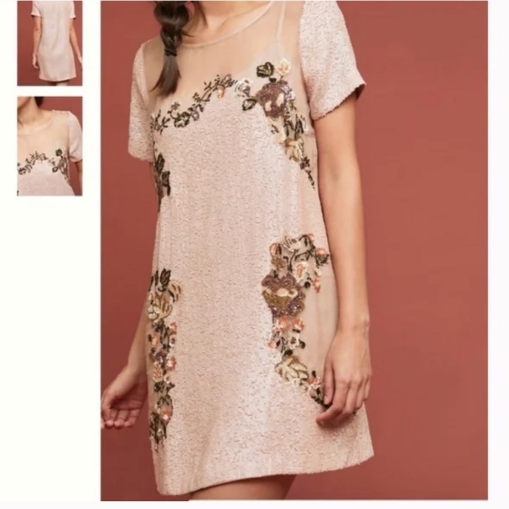 Let Me Be Sequin Floral Hipster Hippie Classy Romantic Art Hip Cutout Dress